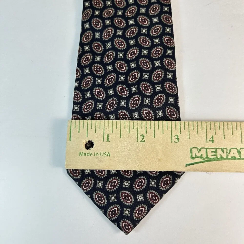 Jos. A. Bank Executive Collection Men’s Navy Gray Wine Geo Print 100% Silk Tie